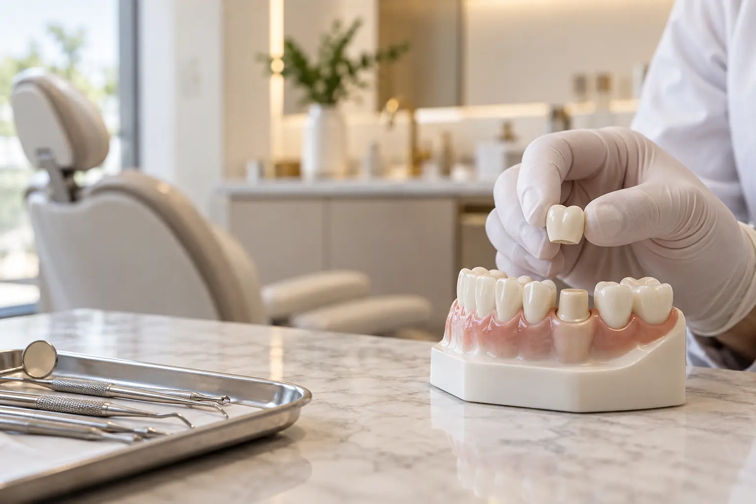 Dental crown planning after treatment of a damaged tooth