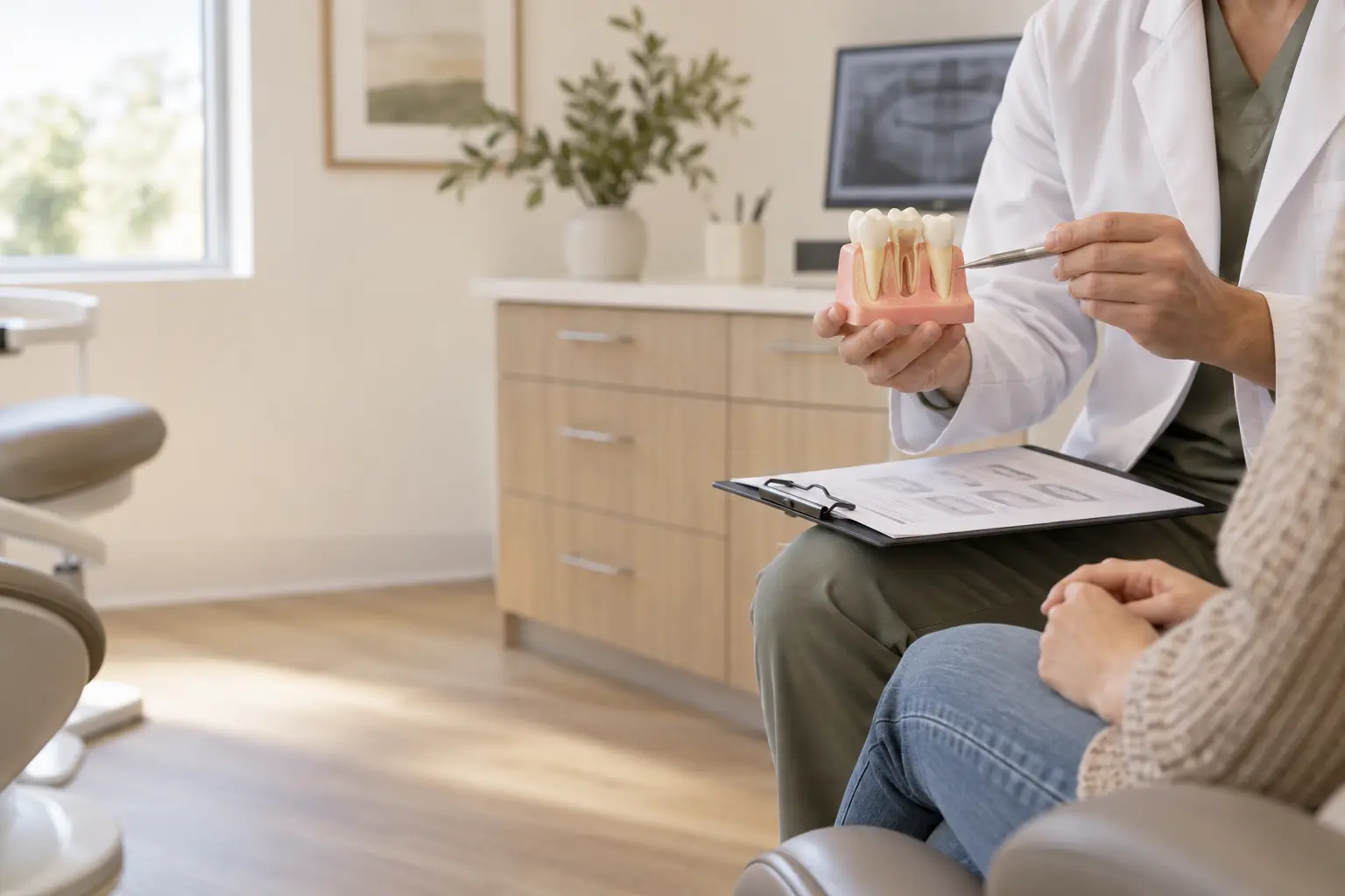 Dental examination before a tooth extraction or tooth removal