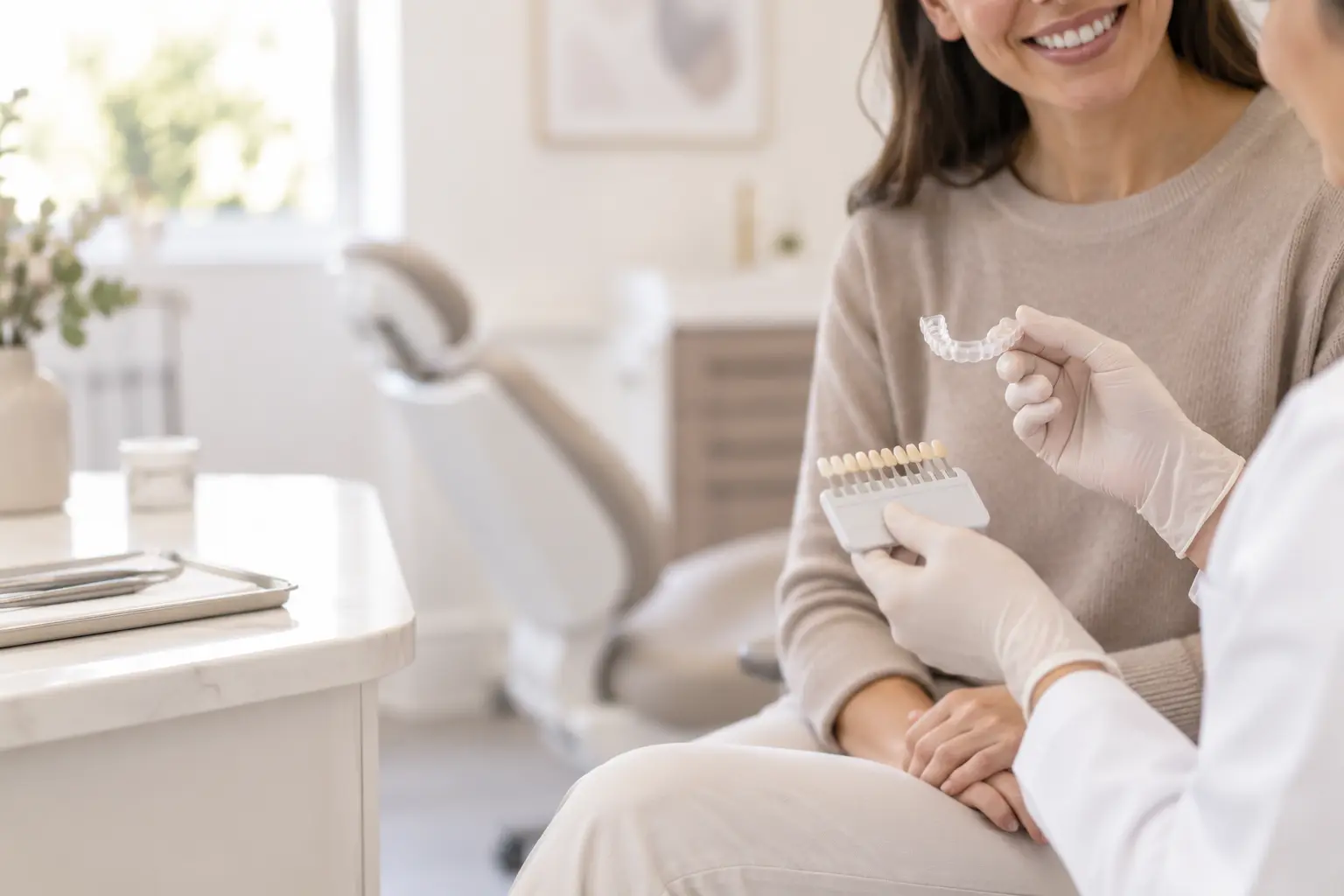 Professional teeth whitening consultation and smile evaluation